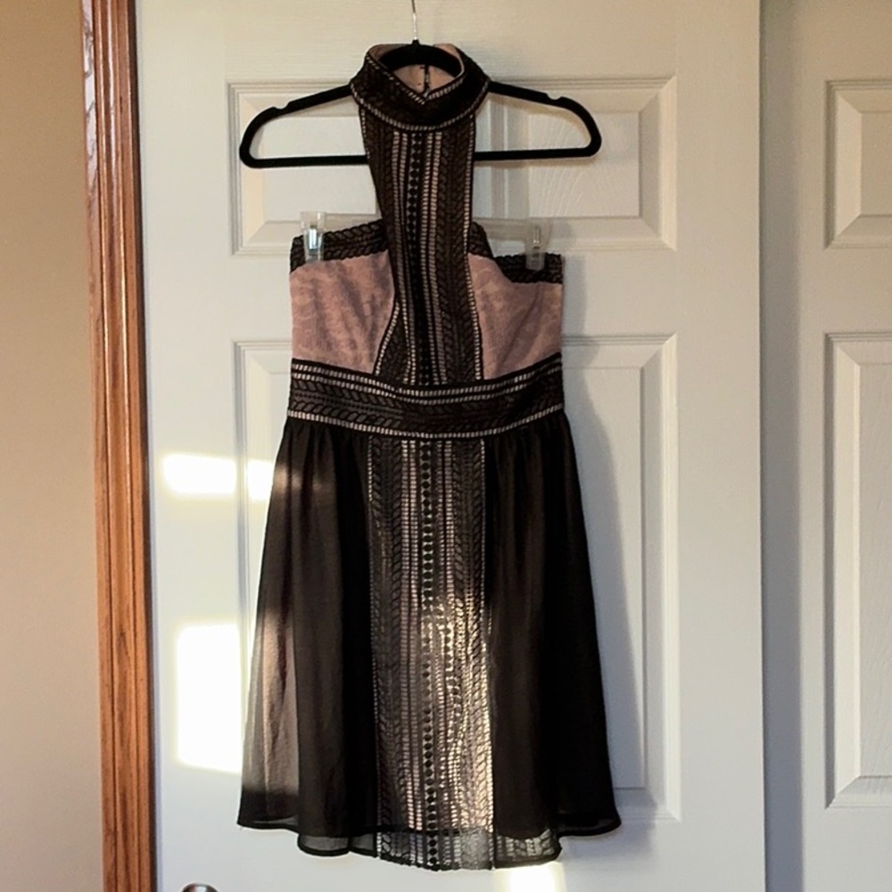 Elegant Black and Pink Halter Dress NEVER WORN